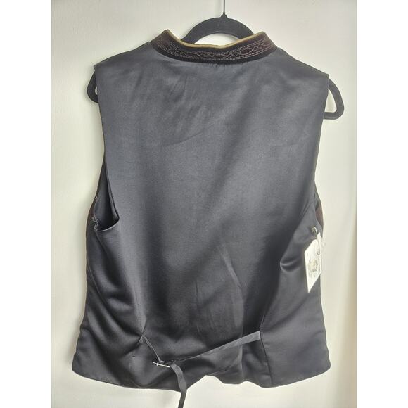 NWT Stockerpoint Brown Velvet Embroidered Waistcoat Vest Mens Sz 52 - Picture 5 of 8